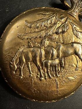 Bba-46 Everswiss Ever Swiss Pocket Watch 17 Jewels Manual Wind Up Horses Scene Works