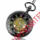 Fdj-001 Tirio Steampunk Pocket Watch Pendant Roman Number Half Hunter Antiqued Silver