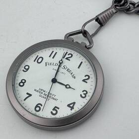 F13pktpk2 Field & Stream Vintage And Pocket Watch 30m Men Silver Open Face Analog New Battery