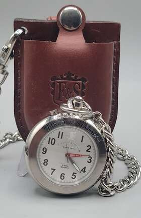 F20pktw Field & Stream Navigator Pocketwatch Compass Stainless Steel Leather Case