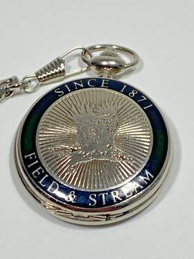 Fi7pkt-e Field & Stream And Since 1871 Pocket Watch Silver Tone Flying Duck Bird Sunburst