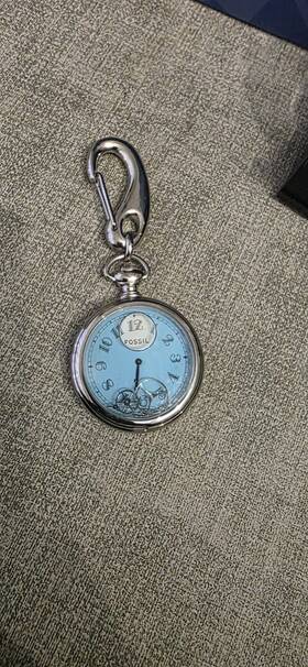 Jr7713 Fossil Vgt Pocket Watch Roadtrip Collection Floating Gears Blue/silver