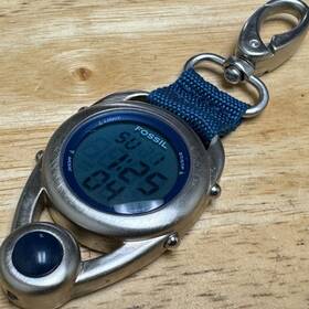 Ml-9233470 Fossil Digital Pocket Watch Men Alarm Chrono Snap-on New Battery