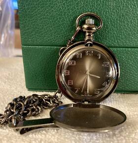 Fmdal588 Found.avintagestore Gunmetal Allude Quartz Pocket Watch And Chain