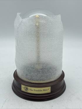 Dix4062 Franklin Mint Rare The Pocket Watch Holder Gold Stand Display Glass Dome 318