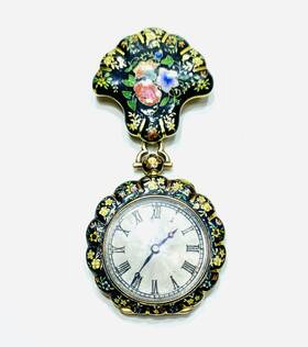 1819-1838 G.b. Cunis & Fils Antique 18k 750 Gold &enamel And Pocket Watch With Key Wind