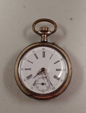8649 Galon Antique Twotone Solid Silver 0.800 Open Face Pocket Watch Men Remontoir 10jewels