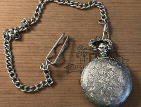 G307pktdd Geneva Vintage Silver Tone Mens Pocket Watch Duck Filagree Engraved Not Tested