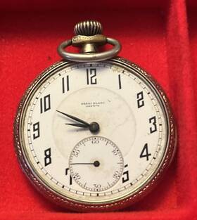320539 Geneve Henri Blanc 14k Gold Filled Pocket Watch Engraved Case Sub Dial
