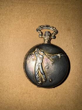 Jc051 Giovani Vintage Golfer Motif Pocket Watch