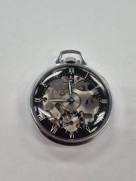 E4b7 Girard-perregaux Vintage Swiss Skeleton Shell Oil Pocket Watch