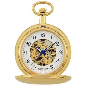 Gwc14051ga Gotham Mens Gold Plated Double Hunter Mechanical Pocket Watch #