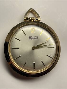 510-294a Gruen Precision Pocket Watch Swiss Handwinding 17j Open Face S/n C.1943