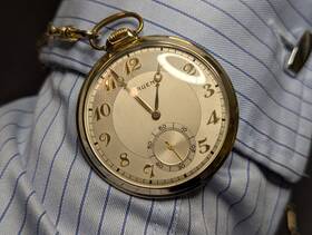 560753 Gruen Vintage Precision Gold Filled Pocket Watch With Chain