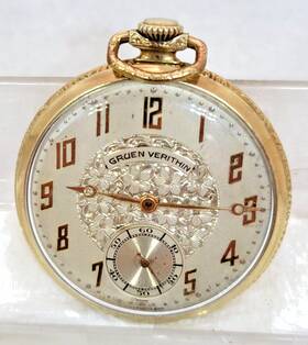 615761 Gruen Antique 1870 Gold Filled Open Face Pocket Watch -12 S 17 J Run