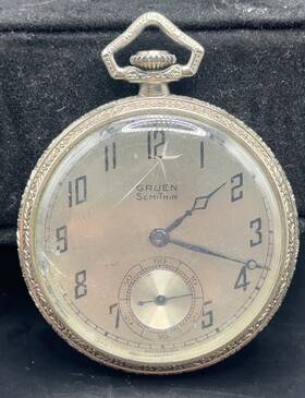 B548 Gruen Antique Vintage Semithin 17 Jewels Pocket Watch -
