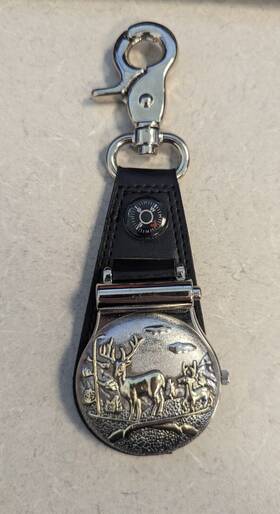 Gen2252pw Gruen Working Vintage Embassy Quartz Pocket Watch Deer Hunting Gold And Silver