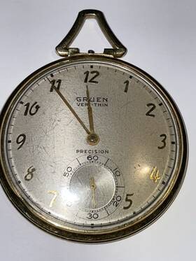 Js119 Gruen Open Face 17 Jewels Veri-thin Men S Pocket Watch