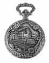 Gwc14085s Gotham Mens Antiqued Silver-tone Locomotive Design Day-date Quartz Pocket Watch