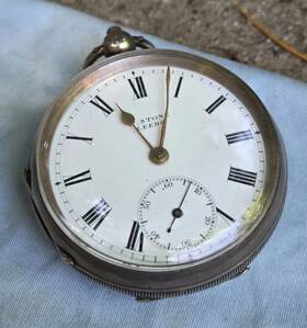 45683 H. Stone Leeds #45683 Keywind Railroad Mens Pocket Watch 57.6mm Read