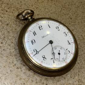 1086233 Hamilton 974 16s 17 Jewel Adj. Pocket Watch Supreme Gold Filled Case Not Running