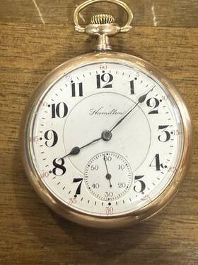 1211887 Hamilton 1914 Open Face Pocket Watch Fahys Gf 21 Jewels 992 Double Roller 16s