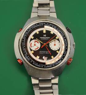 141001-3 Hamilton Vintage Late 60s Count-down Chrono-matic Gmt Worldtime Watch Cal.14