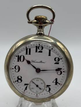 1436572 Hamilton 17 Jewel Size 18 Silverode Open Face Pocket Watch Runs