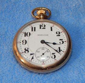 1648943 Hamilton 10k Gold Filled Railroad Pocket Watch Size 16 Grade 992 21j