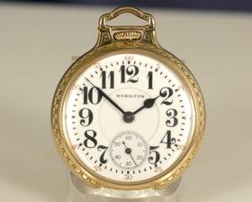 Hamilton 1652350 Very Nice 16s 950 23j 10k Rose Gold Filled Bar-over Blind Mans Dial