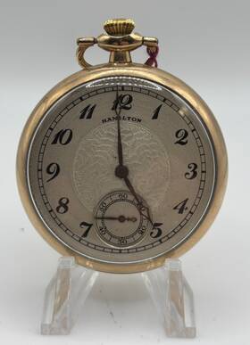 1656048 Hamilton 17 Jewel Size 16 10k Gold Filled Pocket Watch Runs