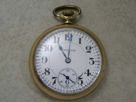 1696347 Hamilton Hamilton- 10k Gold Filled- 1696347- Ruby&sapphire- 1923- Openface- Pocket Watch