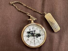 1785143 Hamilton 1914 18s/21j Model 1 Grade 910 Gf With Ohara Car Emblem And Chain