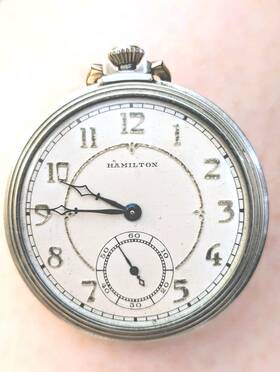 1800-1890 Hamilton Antique Sterling Silver Pocket Watch 2 Inch