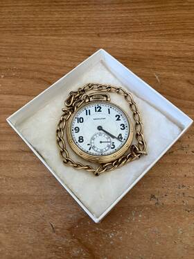 261-21-59 Hamilton 1936 950 Elinvar Railroad Watch 23j 10 Kt Gold Filled W Chain