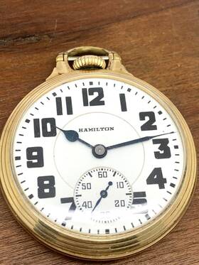 2614661 Hamilton Railroad Pocket Watch 1937 Antique 992 10k Gold Filled Case 16s 21j