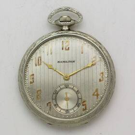 3008175 Hamilton Masterpiece 922 Mp 12 Size Solid 18k White Gold Pocket Watch Ca. 1927