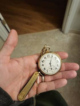 3053689 Hamilton 14k Solid Gold 1920s Model 902 19 Jewel Pocket Watch And Knife