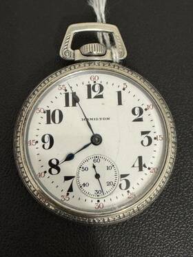 398428 Hamilton Grade 974 17 Jewels Mechanical Pocket Watch Silver Tone Base Metal Case