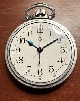 3992b Hamilton 3c810 16s Broad Arrow Pocket Watch