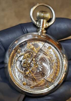 470754 Hamilton Large 1905 Vintage 2tone Pocket Watch Display Back Wtch Video