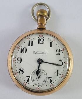 569942 Hamilton Antique Gold Filled Pocket Watch 17 Jewels Works #569942