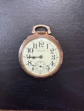 709153 Hamilton Railroad Model 21 Jewels Gold Filled Pocket Watch Mechanical Vintage