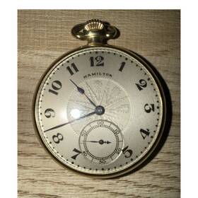 890004 Hamilton 1925 Deco Era Fine Pocket Watch 14k Rolled Gold 17 Jewels Grade 912