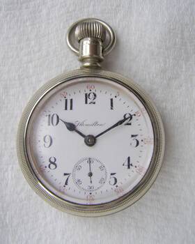 926gt Hamilton 18s 17j Private Label Swing Out Nickel Case Pocket Watch Running
