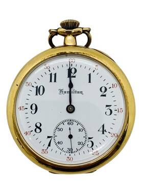 Antique1909 Hamilton Solid 14k Gold Pocket Watch Antique 1909 Manual Wind Usa Made