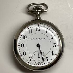 488551 Hamilton Ball Pocket Watch 18s 17j Lever Set And Stem Wind Exhibition Sn