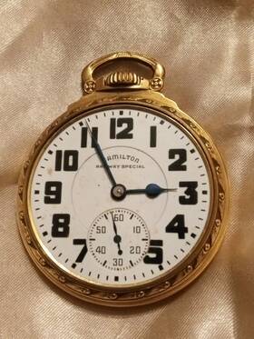 C196619 Hamilton Vtg 1947 Railway Special Pocket Watch 10k Gold Filled 16s 21j