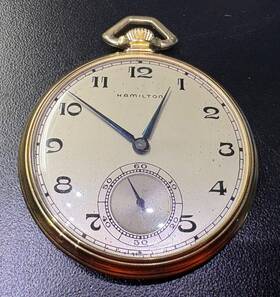 H11610 Hamilton Pocket Watch 921 14k Gold Plated 5 Positions 21 Jewels