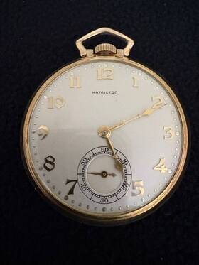 H1620 Hamilton 1937 Pocket Watch 2.1 Oz 14k Gold-filled Grade 921 Manual 21j